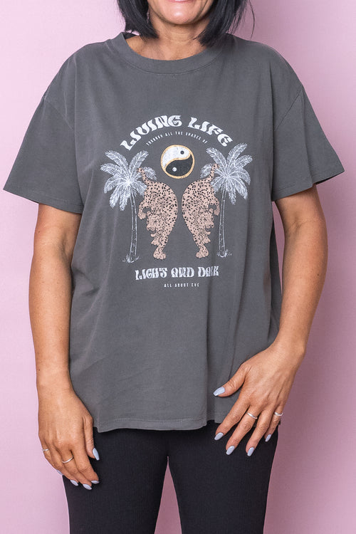 Living Life Tee in Charcoal - All About Eve