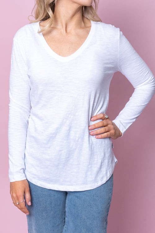 Marvellous L/S Top in White - Silent Theory