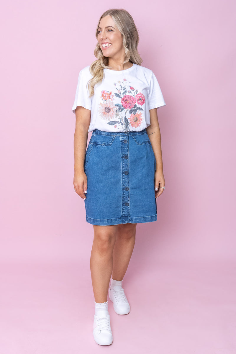 Amanda Skirt in Mid Blue Foxwood – Always Alice
