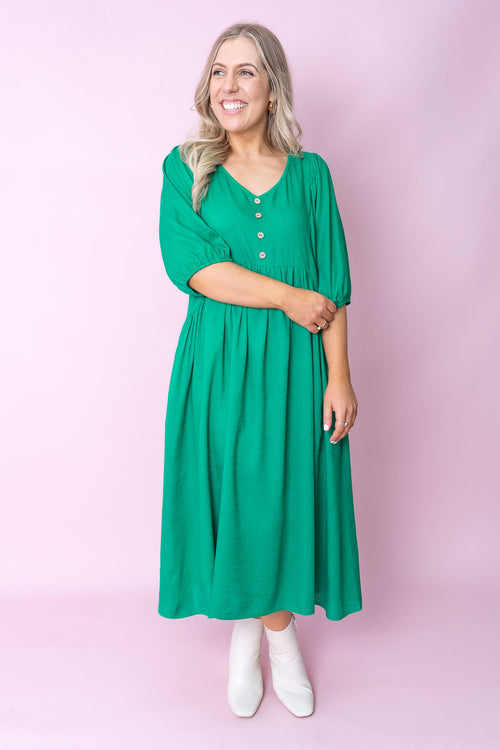 Emery Midi Dress in Emerald