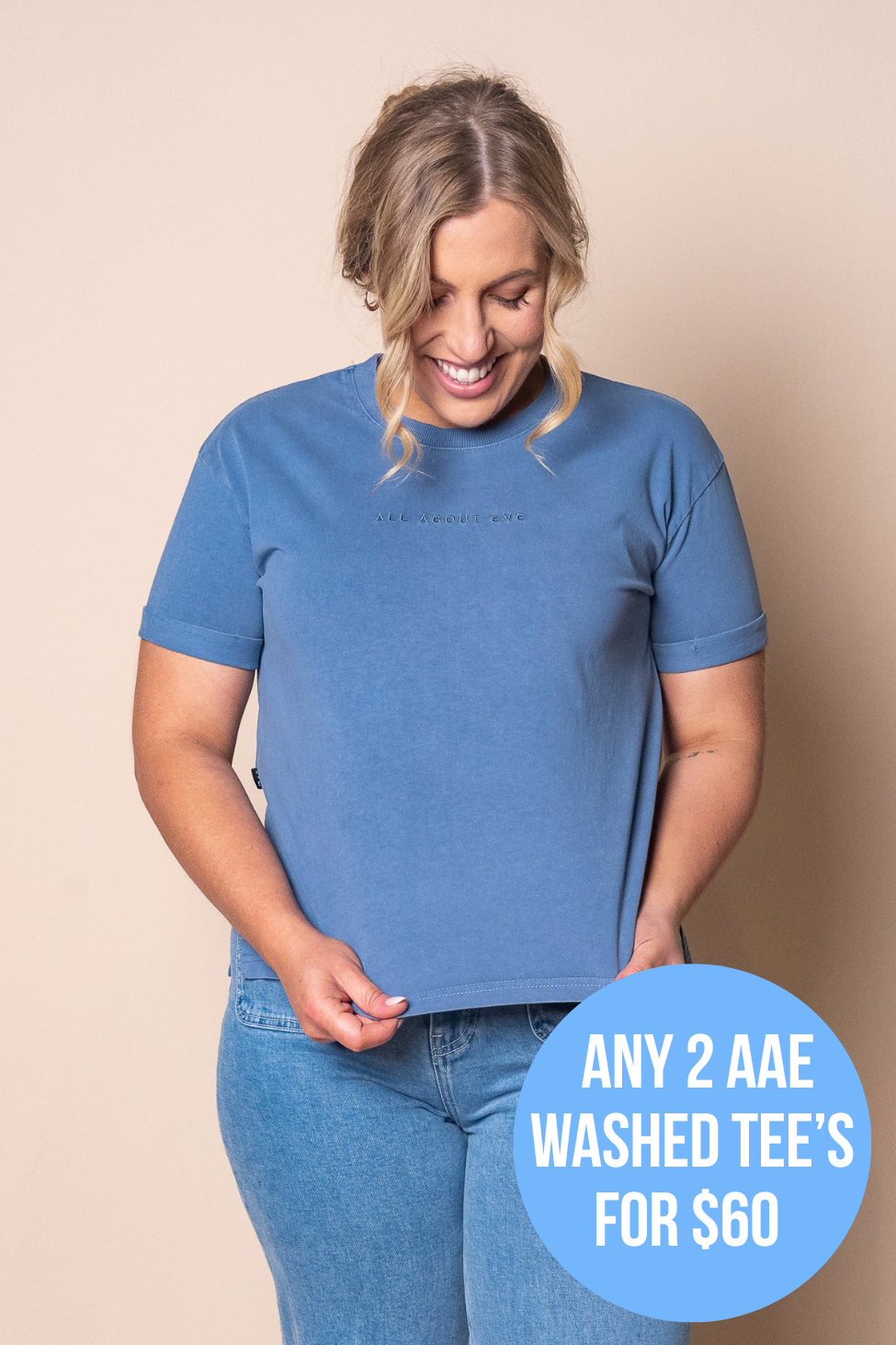 AAE Washed Tee in Denim - All About Eve