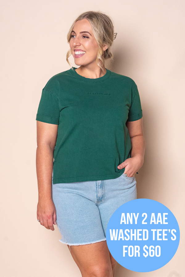 AAE Washed Tee in Forest Green - All About Eve