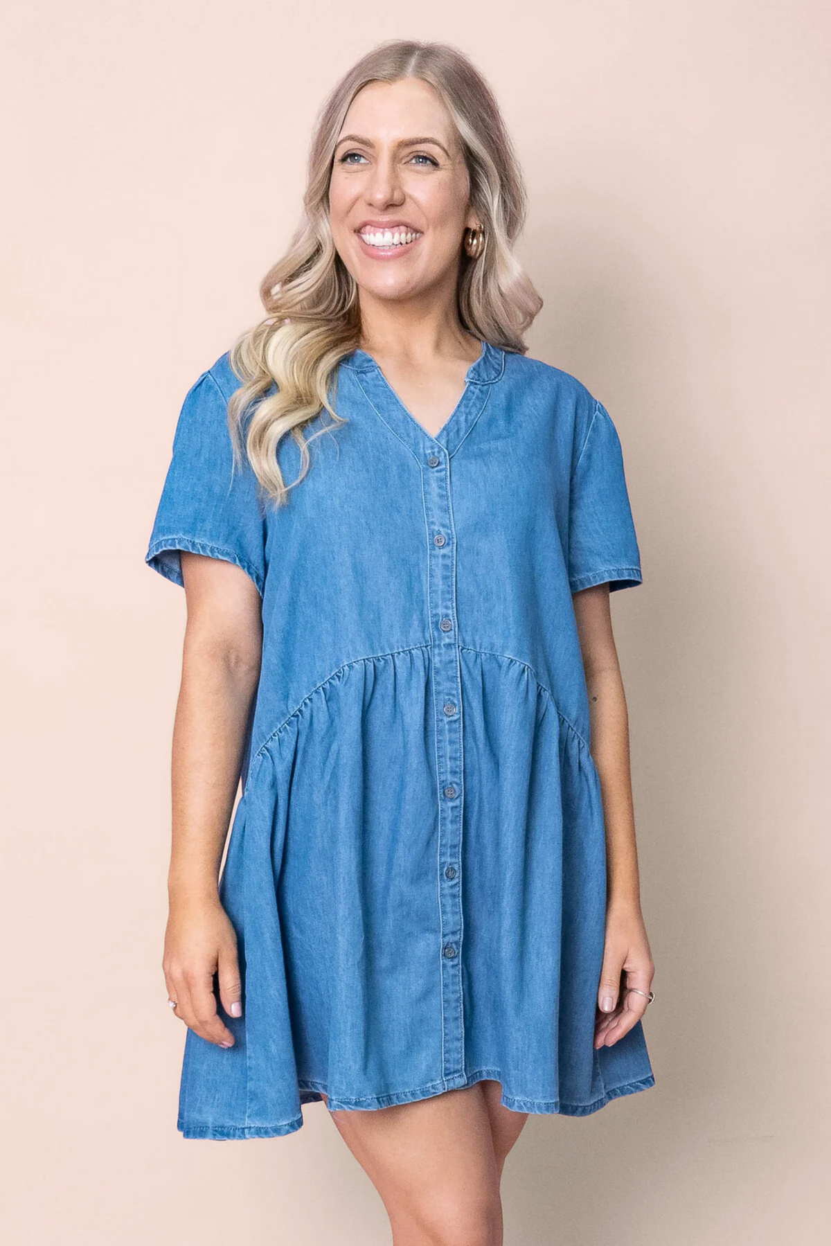 Noelle Dress in Mid Denim