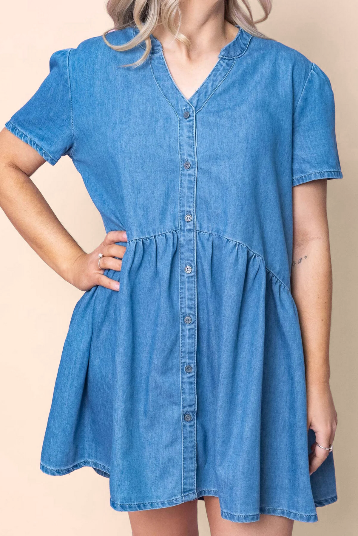 Noelle Dress in Mid Denim