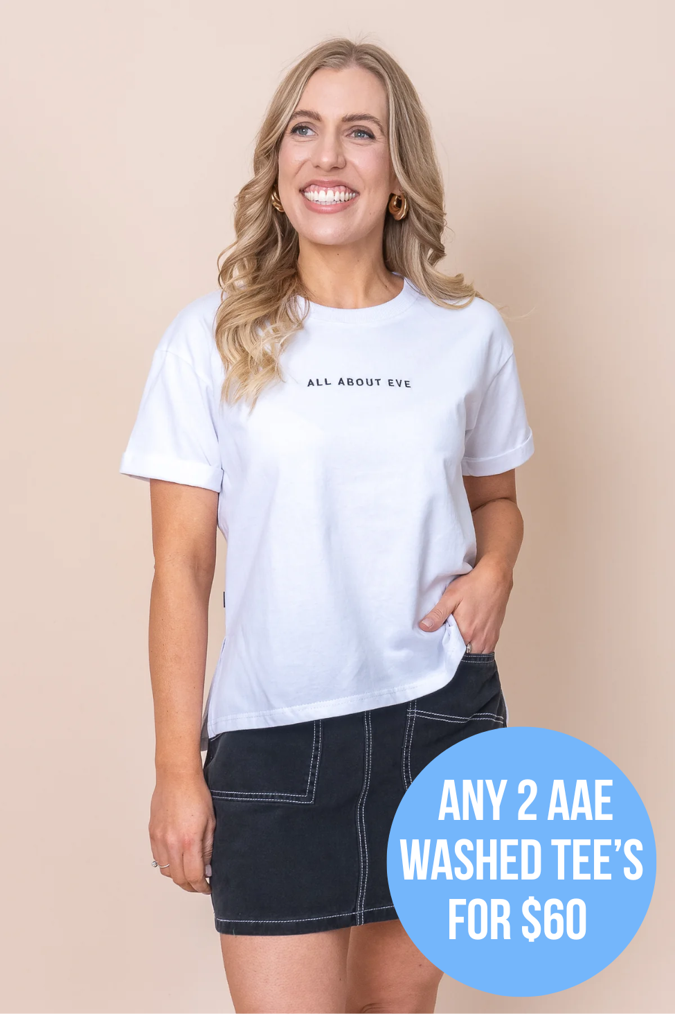AAE Washed Tee in White - All About Eve