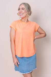 Signature Tee in Neon Peach - Foxwood