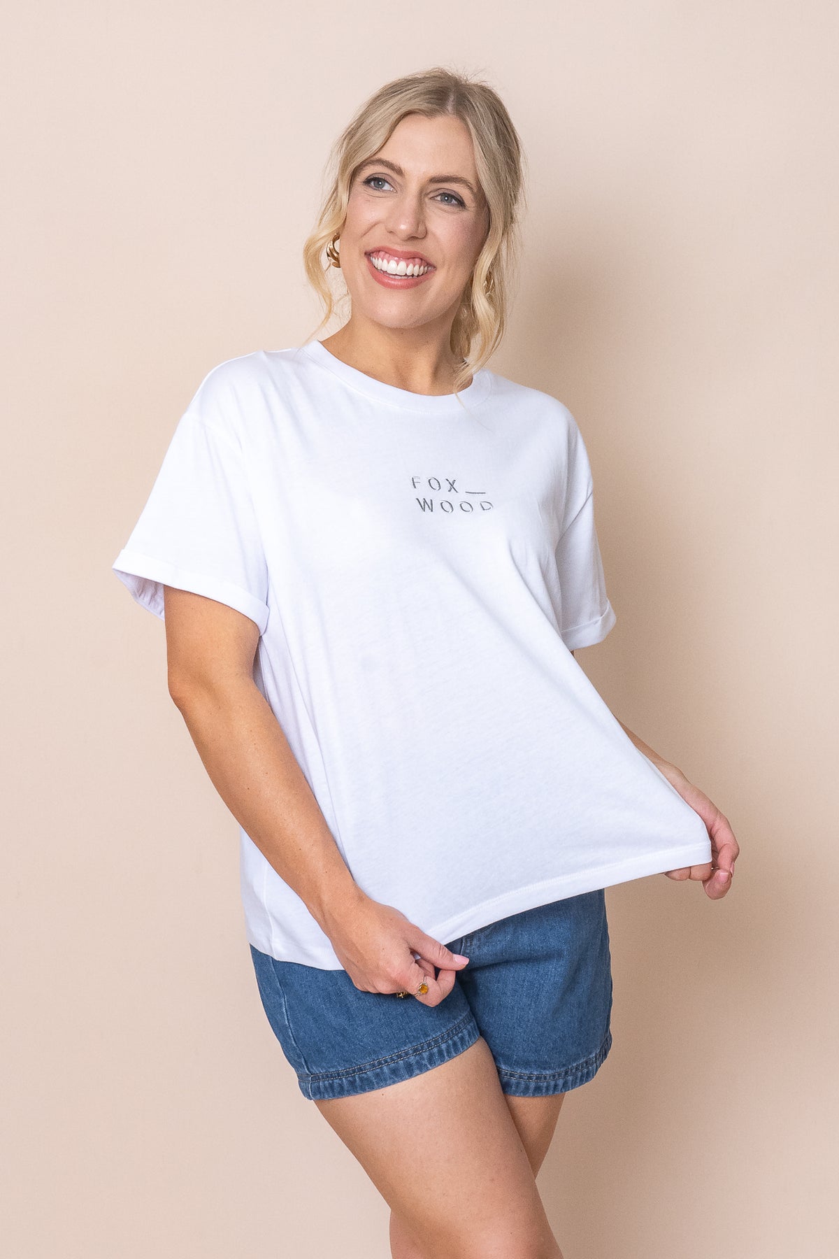 Huntleigh Oversized Tee in White - Foxwood