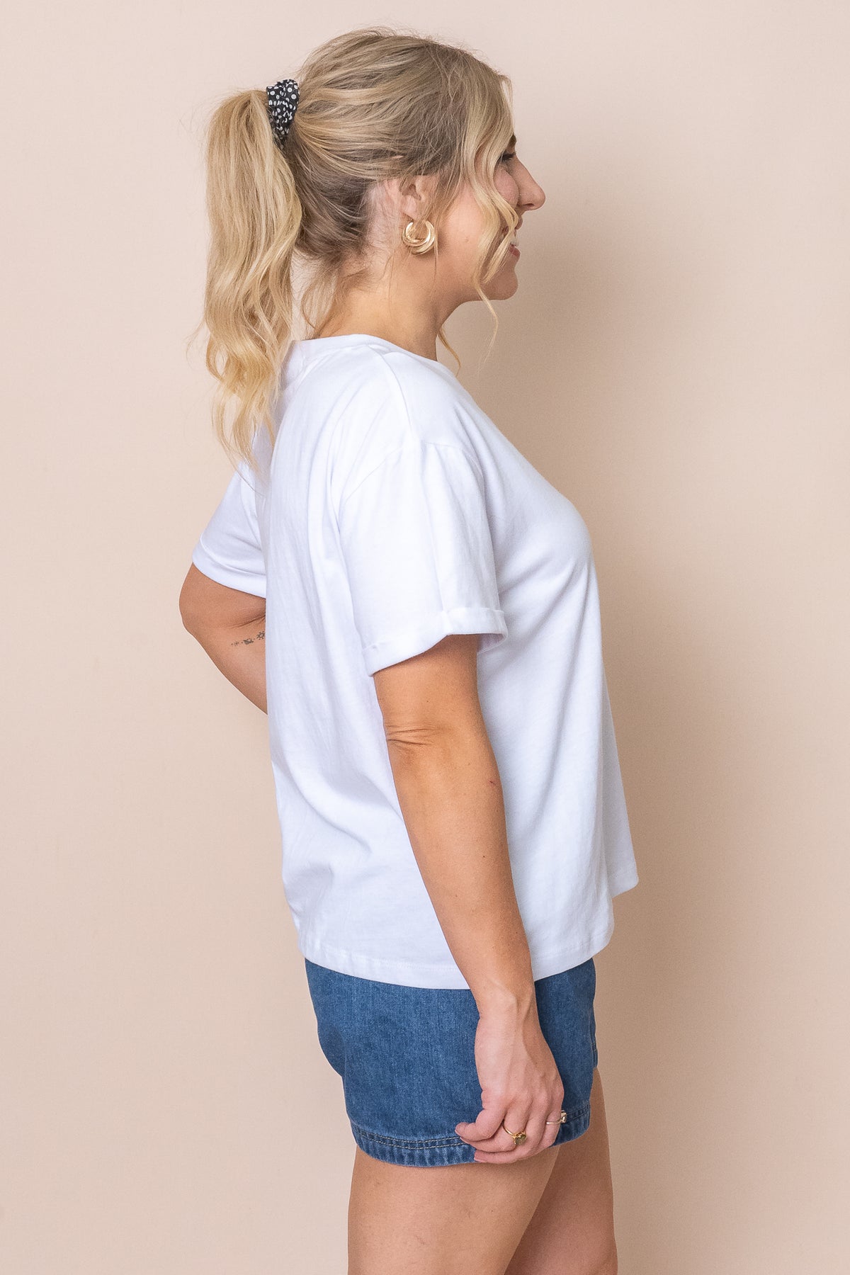 Huntleigh Oversized Tee in White - Foxwood