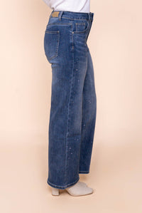 Regina Wide Leg Diamante Jeans in Dark Denim