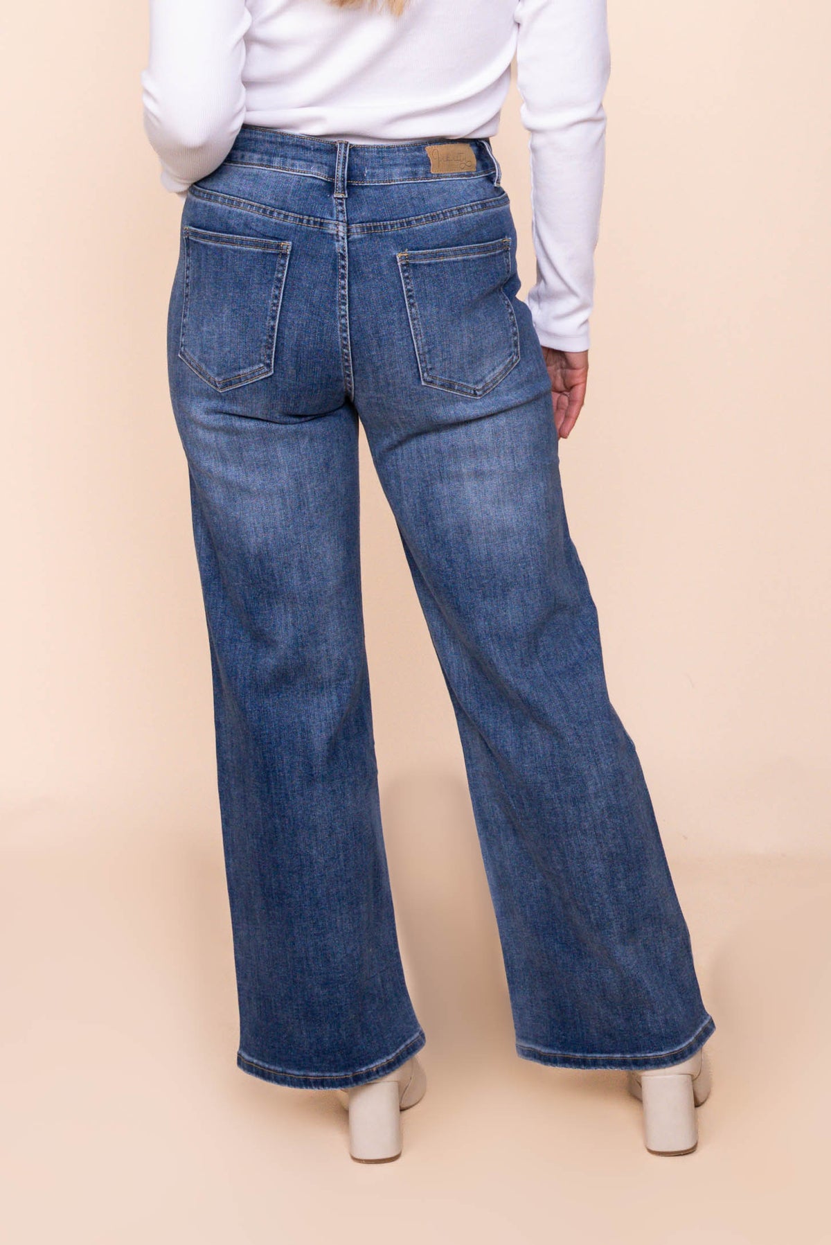 Regina Wide Leg Diamante Jeans in Dark Denim