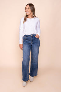 Regina Wide Leg Diamante Jeans in Dark Denim