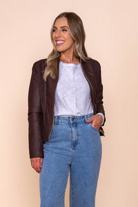 Rosie Café Racer Jacket in Chocolate