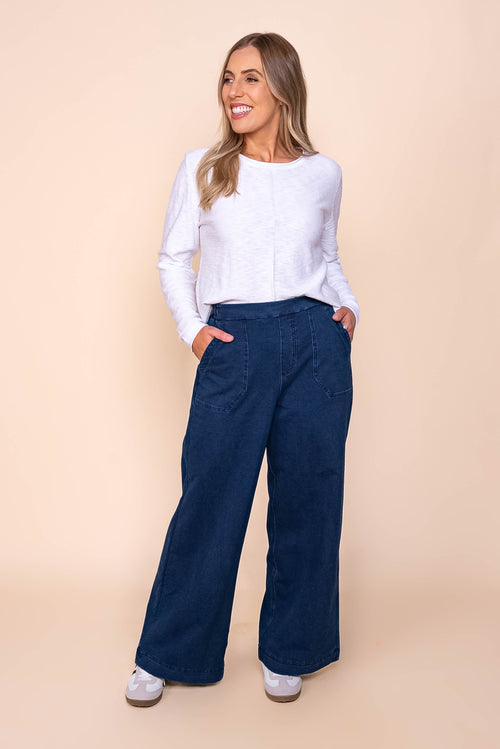 Refaeli Stretch Denim Pants in Dark Blue