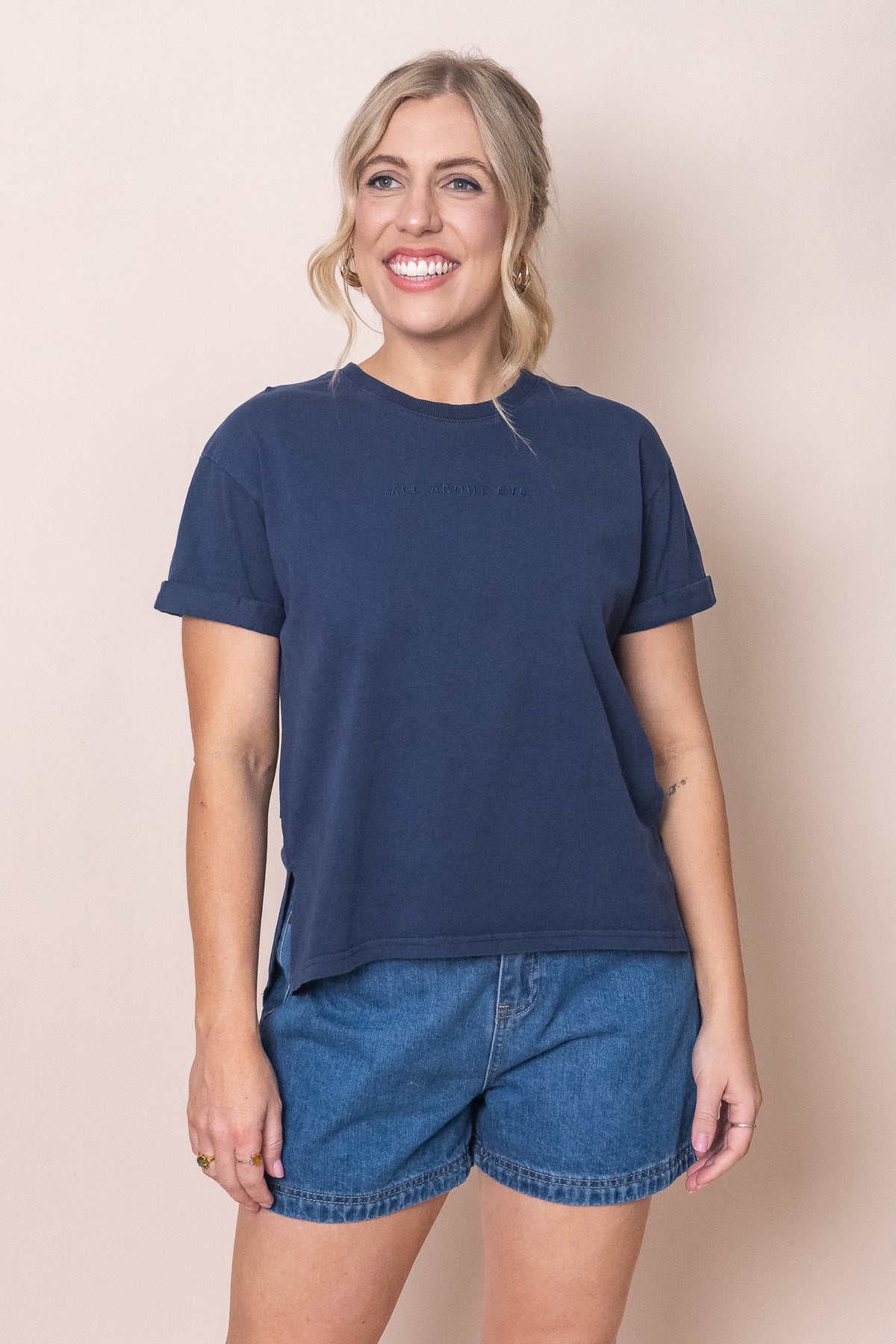 AAE Washed Tee in Navy - All About Eve