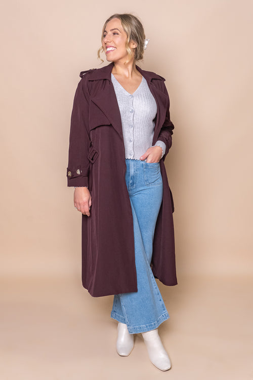 Penny Trench Coat in Burgundy