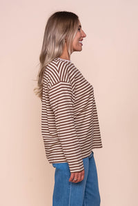 Dolcie L/S Stripe Tee in Mocha