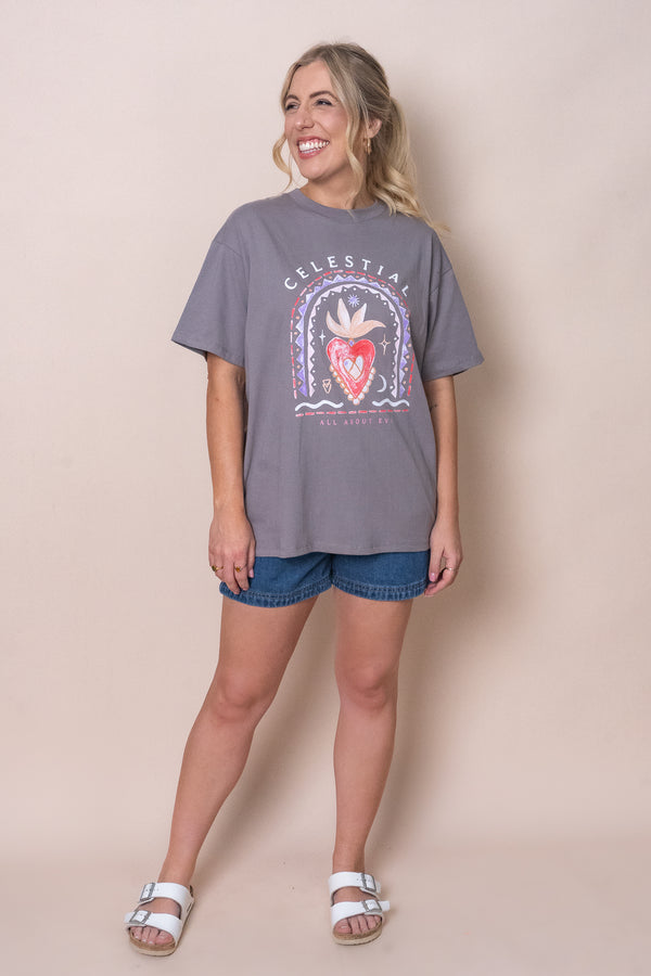 Celestial O/S Tee in Charcoal - All About Eve