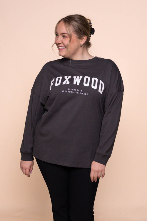 Interval Long Sleeve Top in Charcoal/White - Foxwood