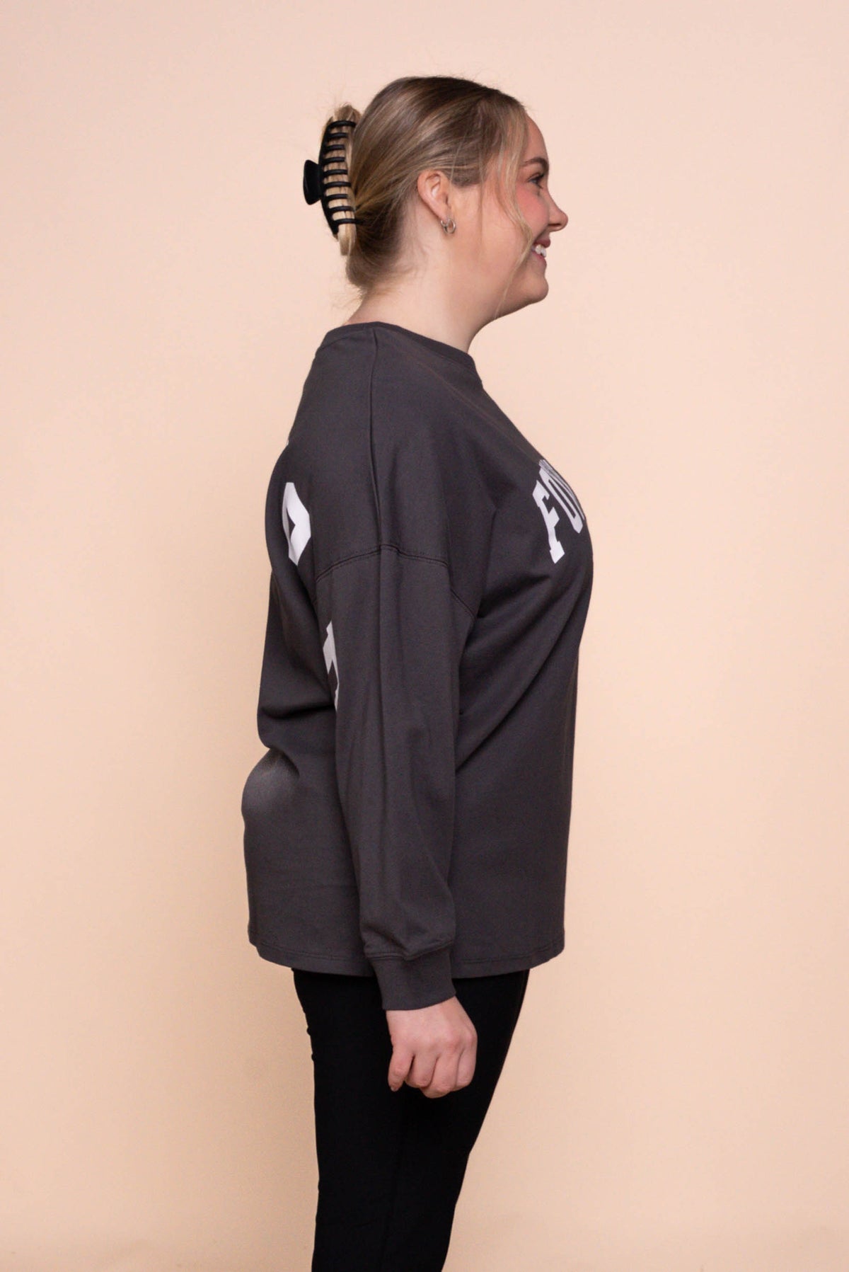 Interval Long Sleeve Top in Charcoal/White - Foxwood