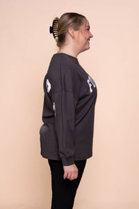 Interval Long Sleeve Top in Charcoal/White - Foxwood