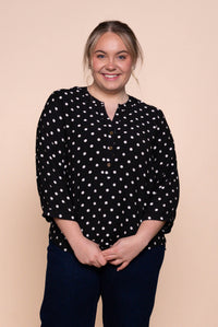 Veronika Polka Dot Top in Black