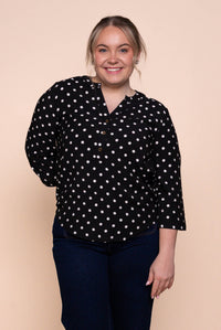 Veronika Polka Dot Top in Black