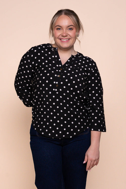 Veronika Polka Dot Top in Black