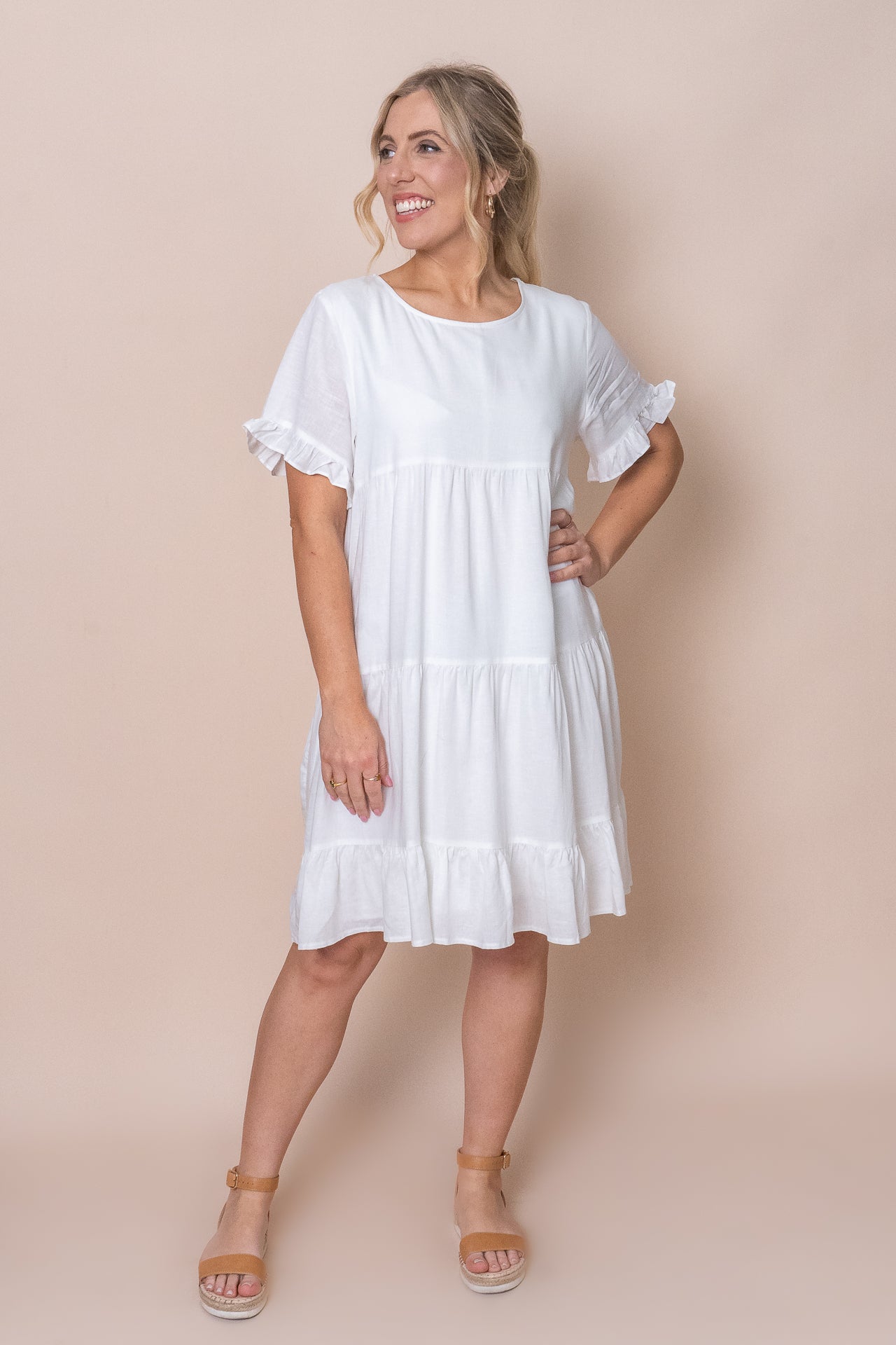Nicole Tiered Dress in White – Always Alice