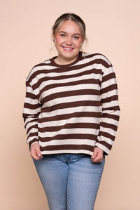 Paige L/S Stripe Tee in Chocolate