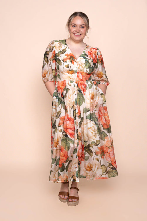 Montanna Midi Dress in Coral