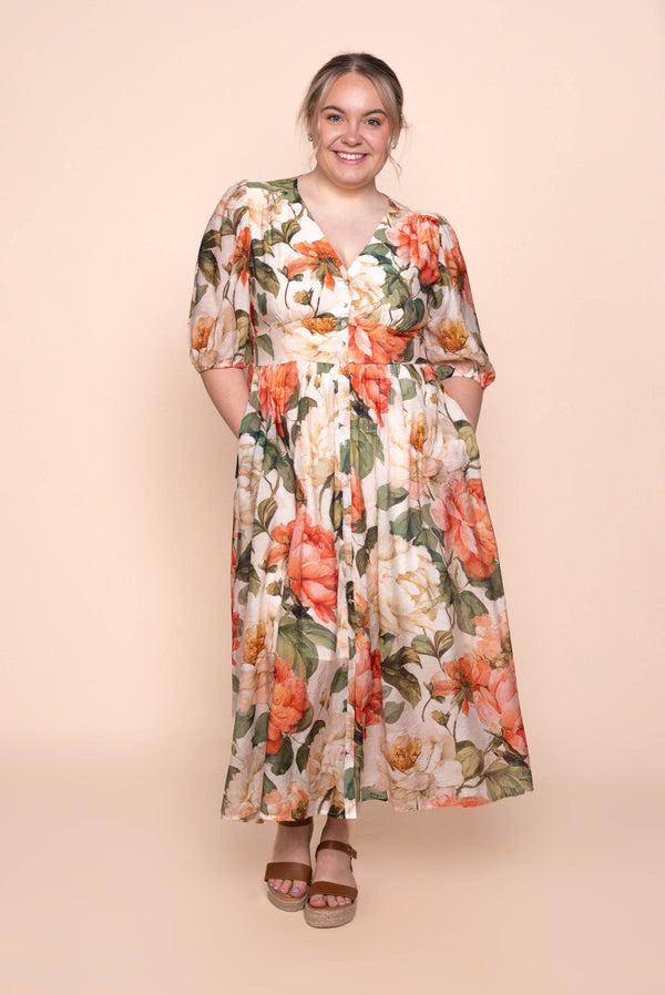 Montanna Midi Dress in Coral
