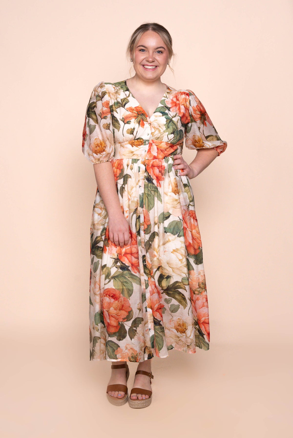 Montanna Midi Dress in Coral