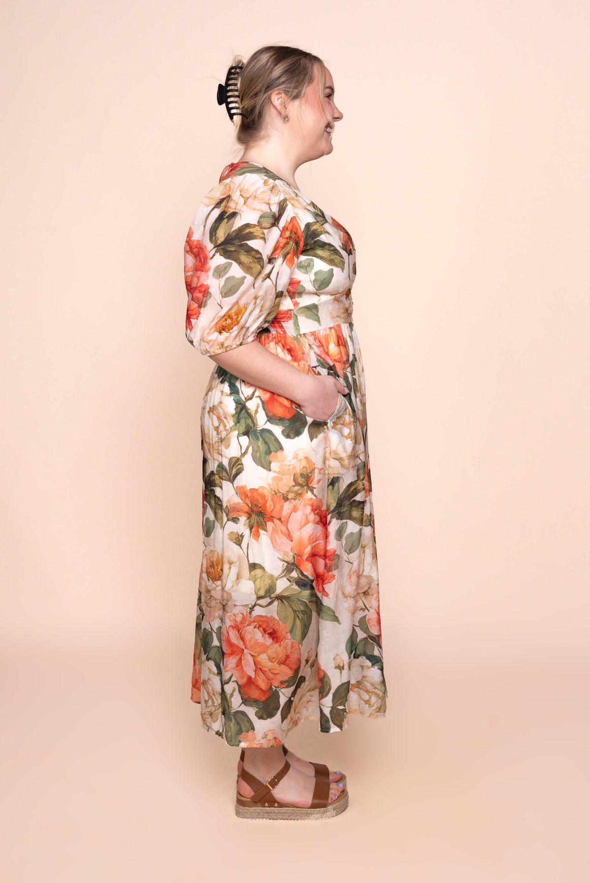 Montanna Midi Dress in Coral