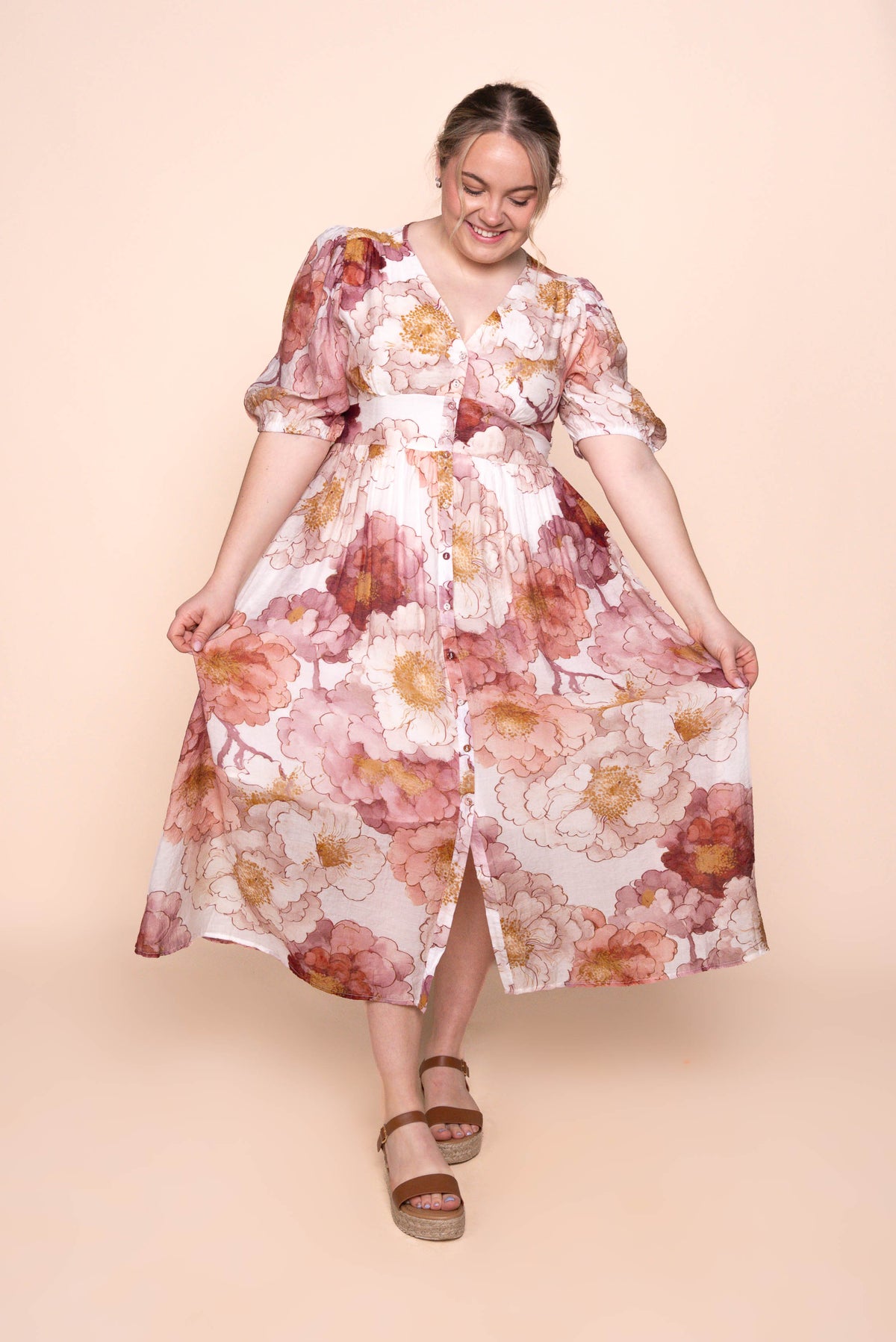 Wisteria Midi Dress in Blush