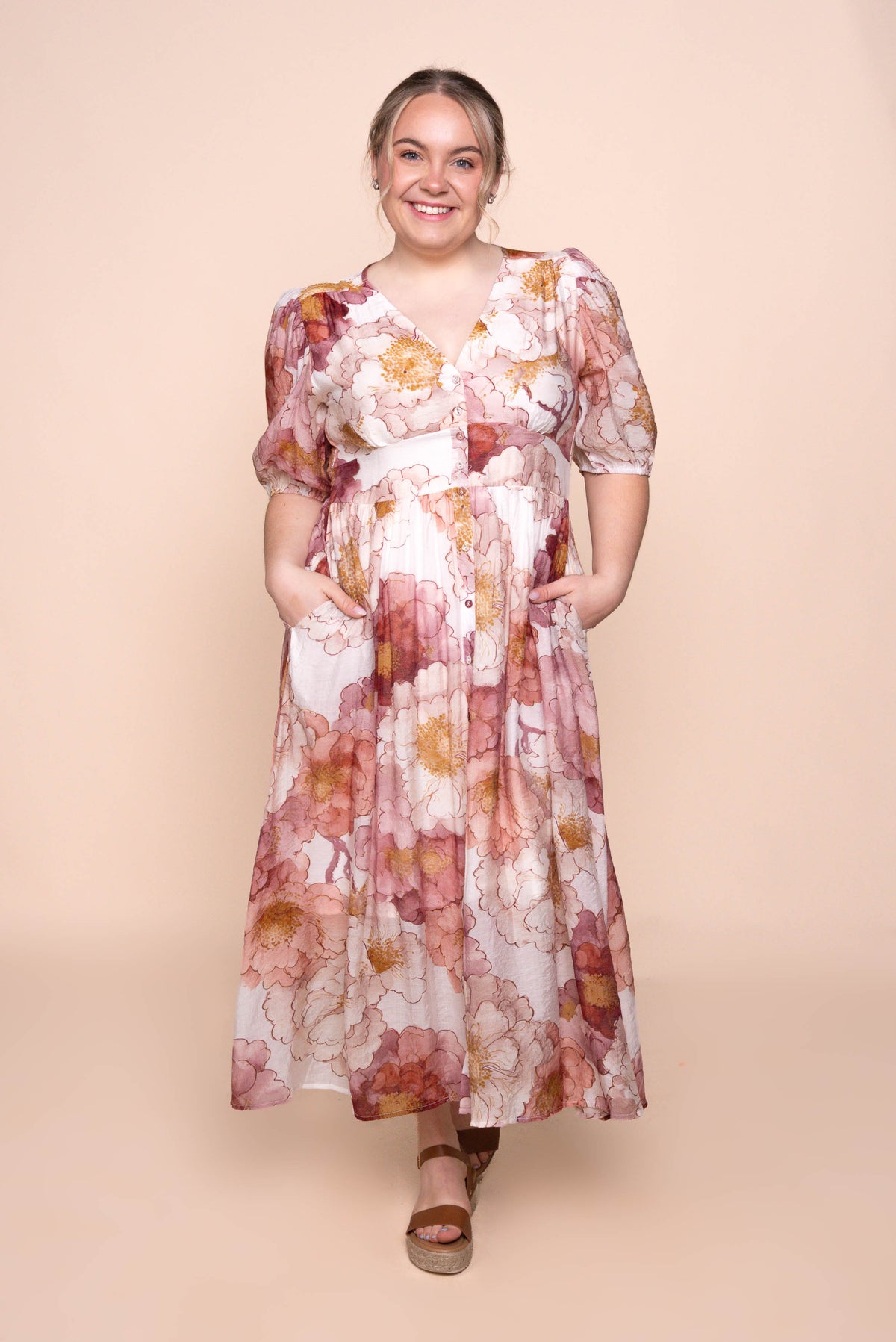 Wisteria Midi Dress in Blush