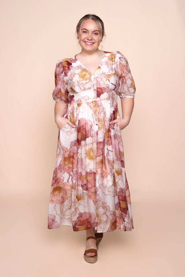 Wisteria Midi Dress in Blush