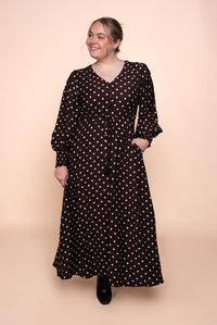 Reese Polka Dot Maxi Dress in Chocolate