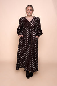 Reese Polka Dot Maxi Dress in Chocolate
