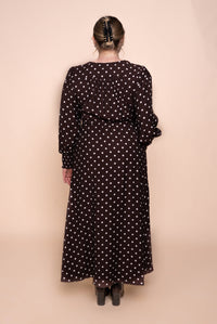 Reese Polka Dot Maxi Dress in Chocolate