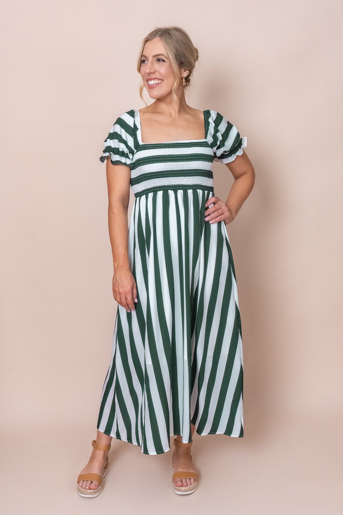 Nelly Dress in Forest Green