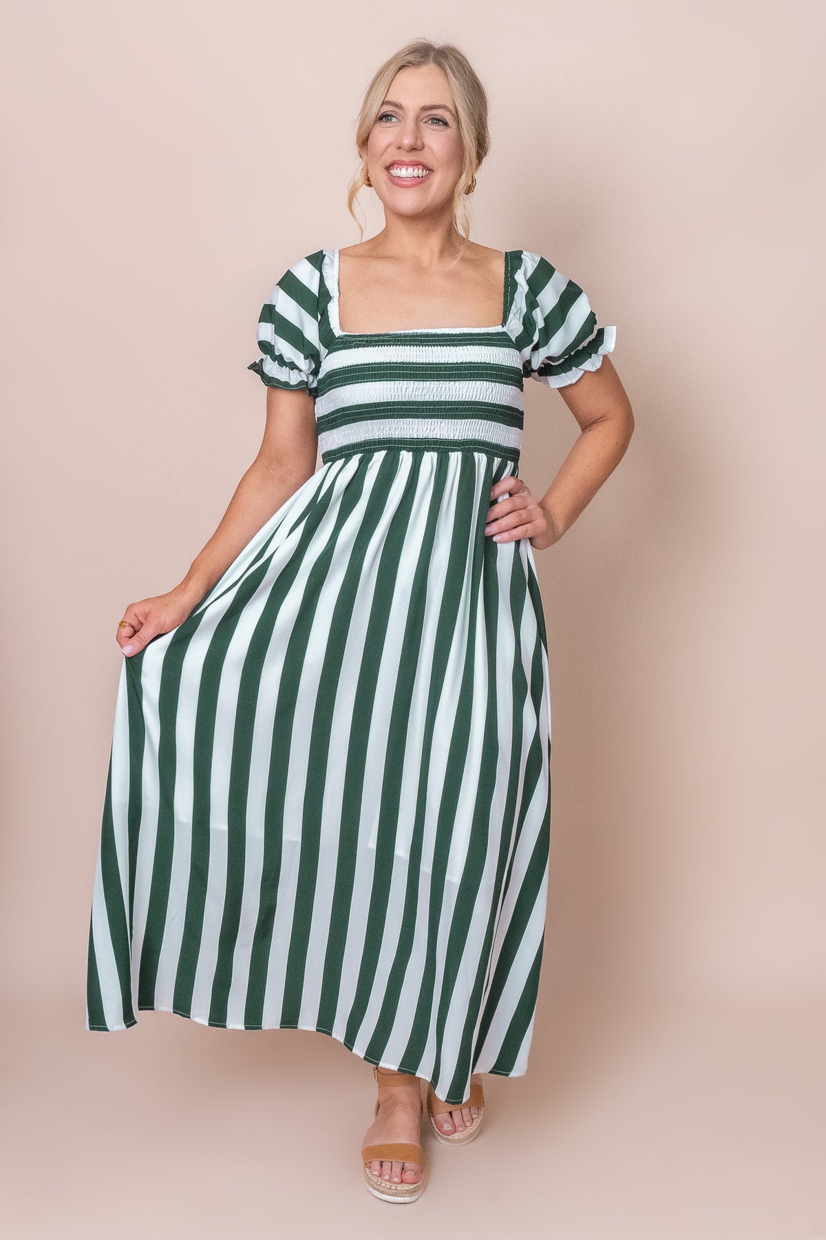 Nelly Dress in Forest Green