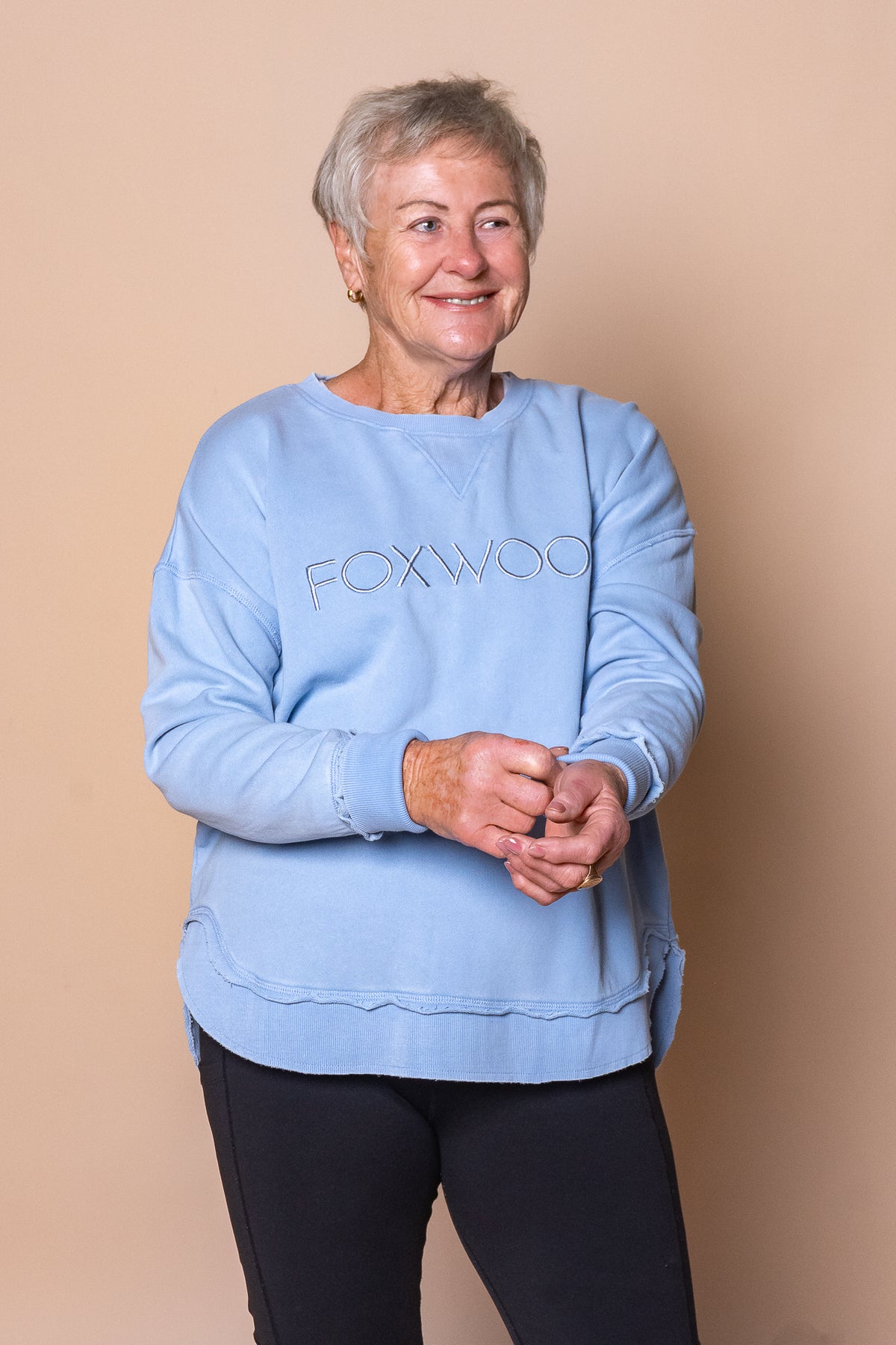 Washed Simplified Crew in Light Blue - Foxwood