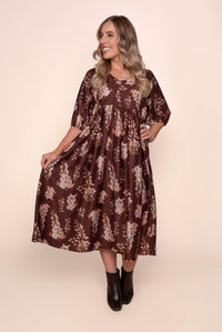 Melania Midi Dress in Chocolate