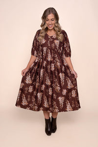Melania Midi Dress in Chocolate