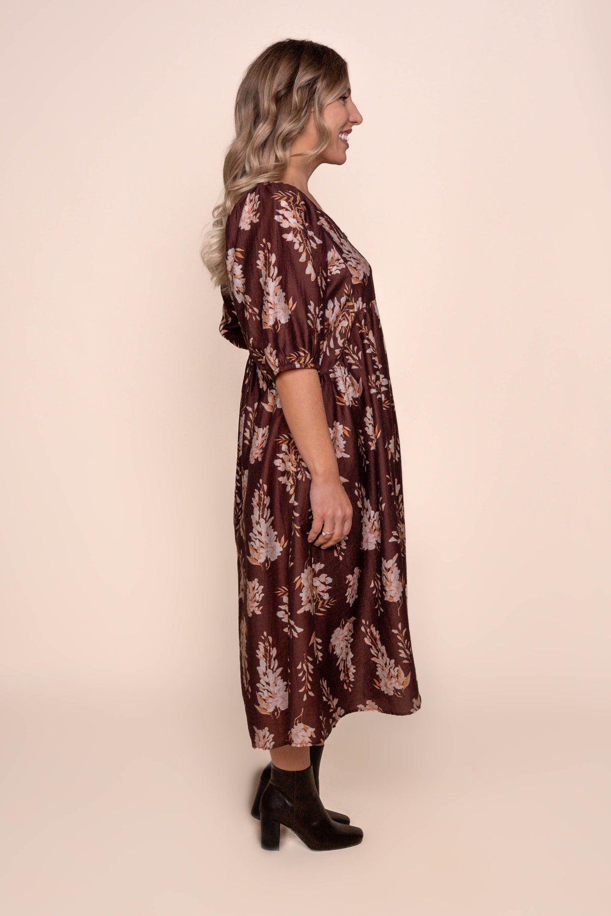 Melania Midi Dress in Chocolate