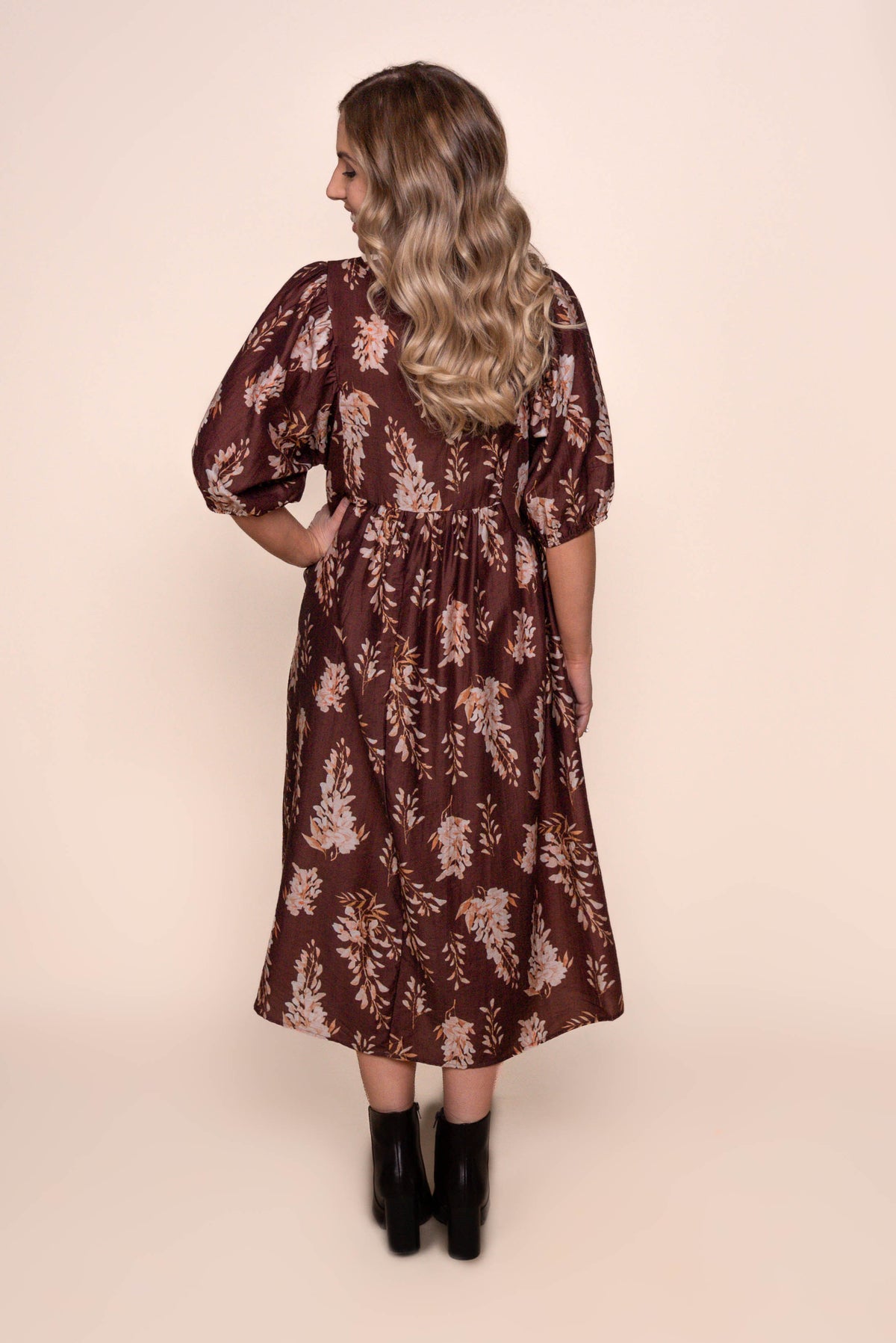 Melania Midi Dress in Chocolate