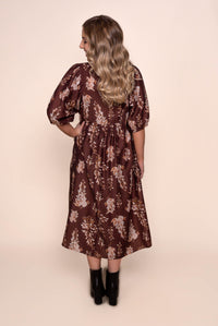 Melania Midi Dress in Chocolate