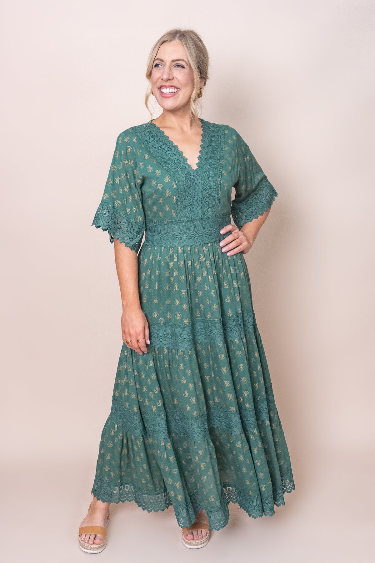 Lacey Dress in Forest Green