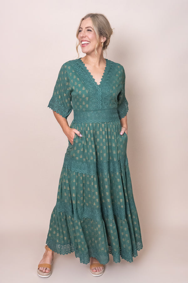 Lacey Dress in Forest Green