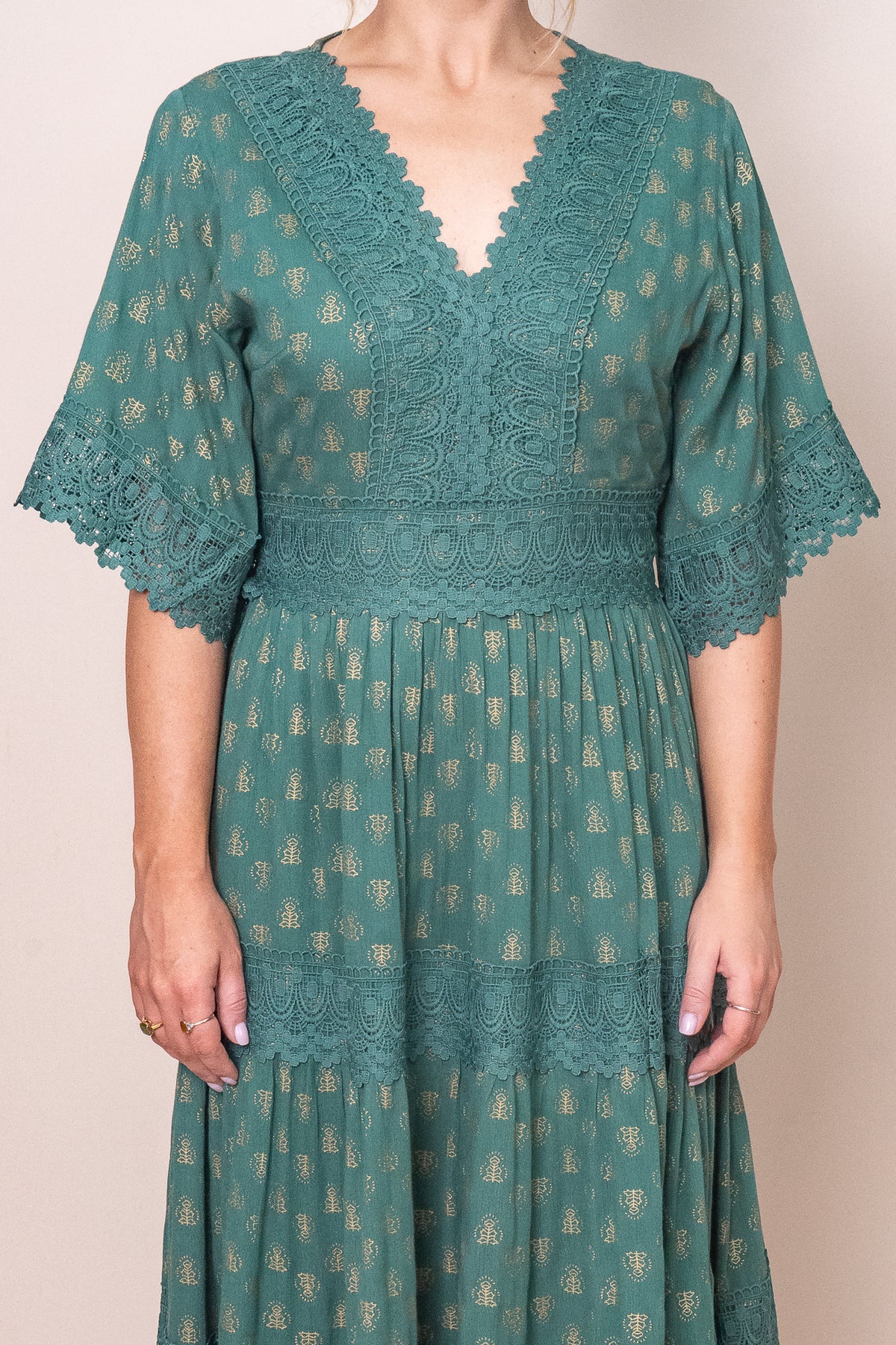 Lacey Dress in Forest Green